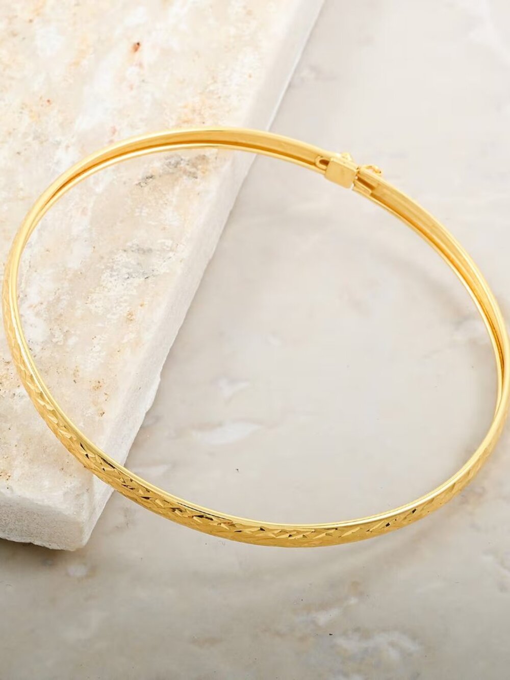 14K Yellow Gold Over Sterling Silver Bangle Bracelet (7.75 In) 4 Grams - NEW